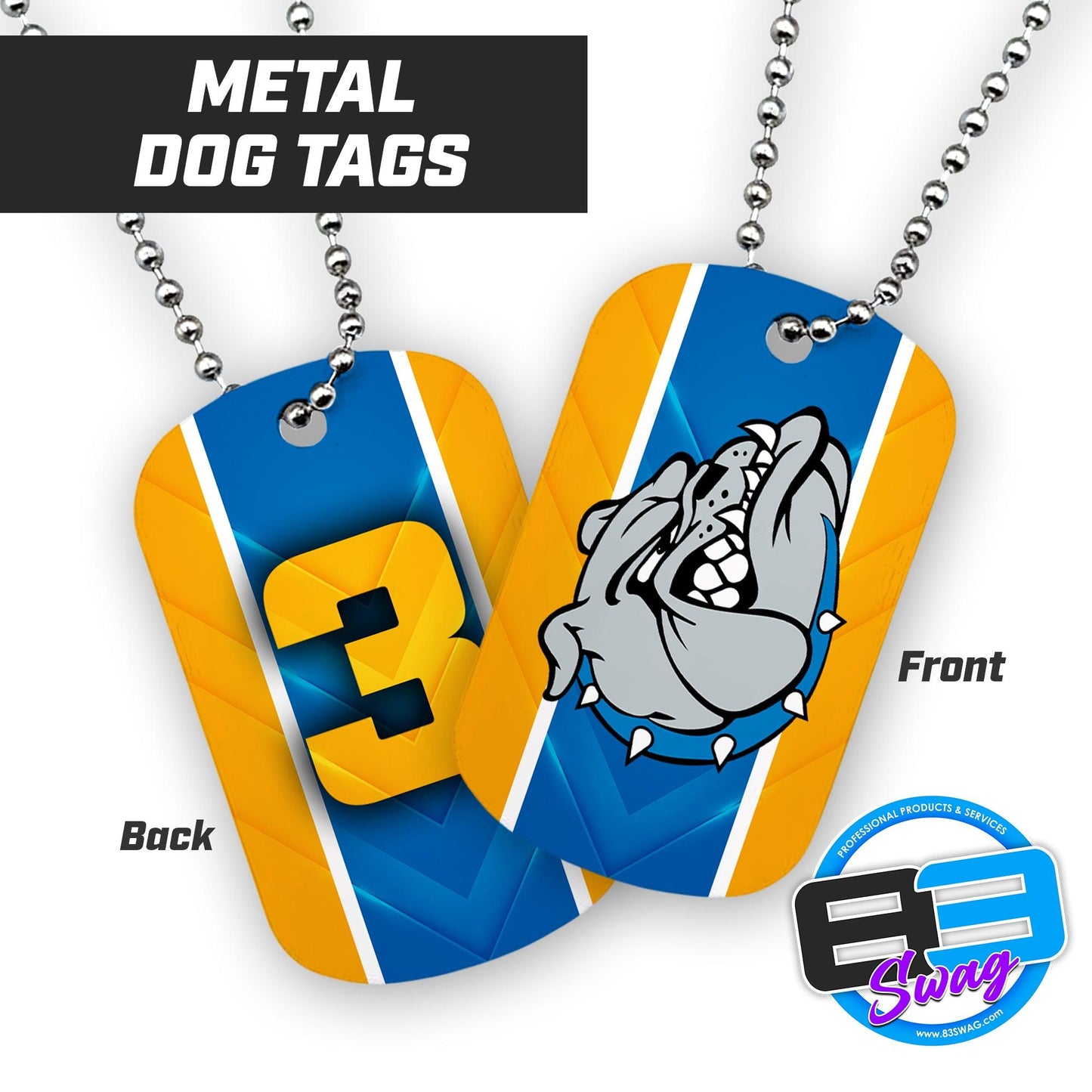 Alden Bulldogs Football - Double Sided Dog Tags - Includes Chain - 83Swag