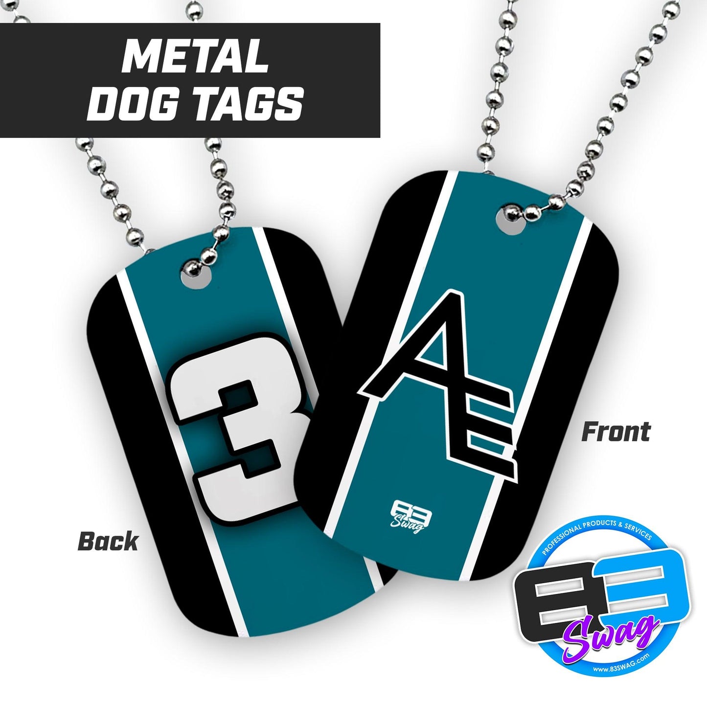 Arkansas Elite 12-1 Volleyball - Double Sided Dog Tags - Includes Chain - 83Swag