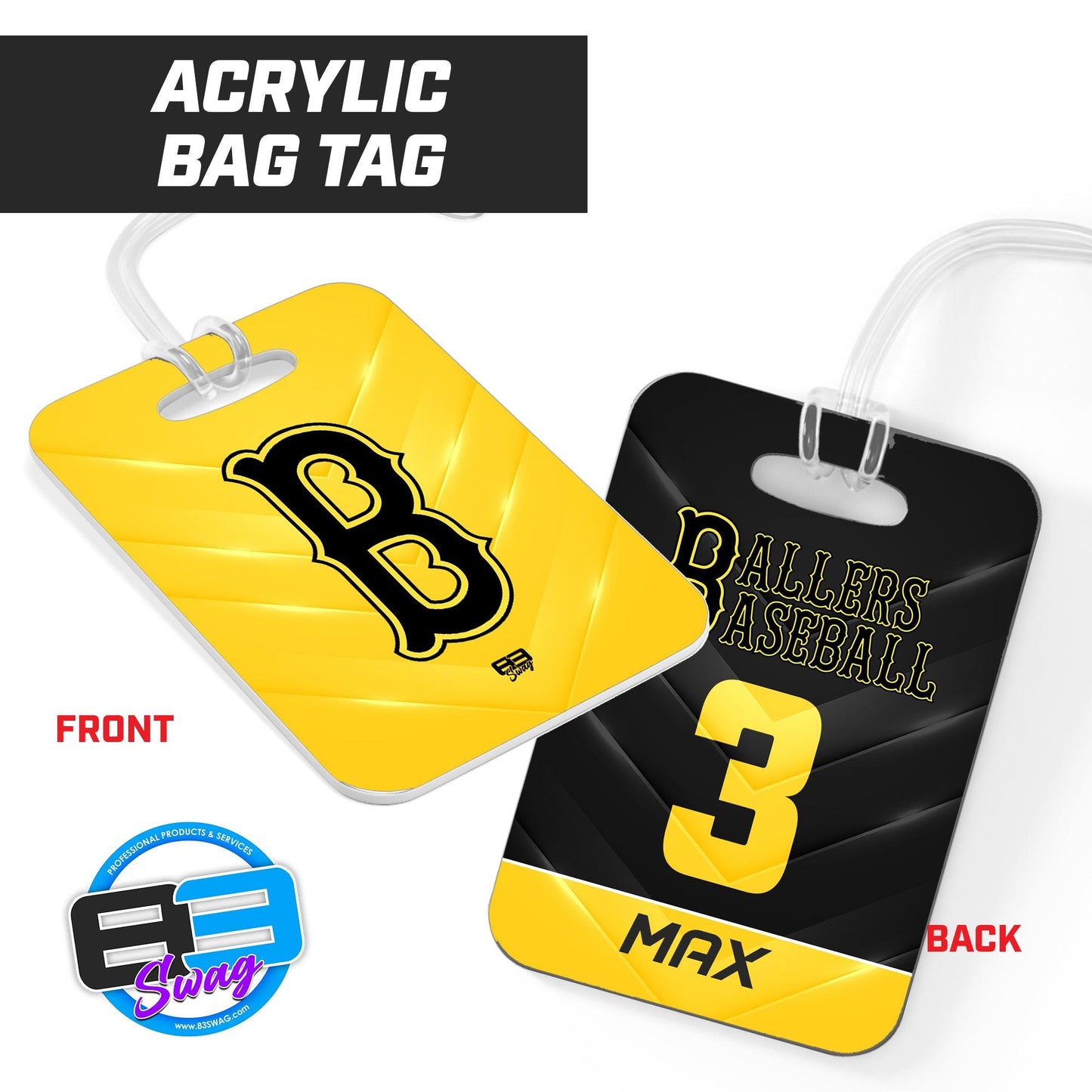 Ballers Baseball - Hard Acrylic Bag Tag - 83Swag