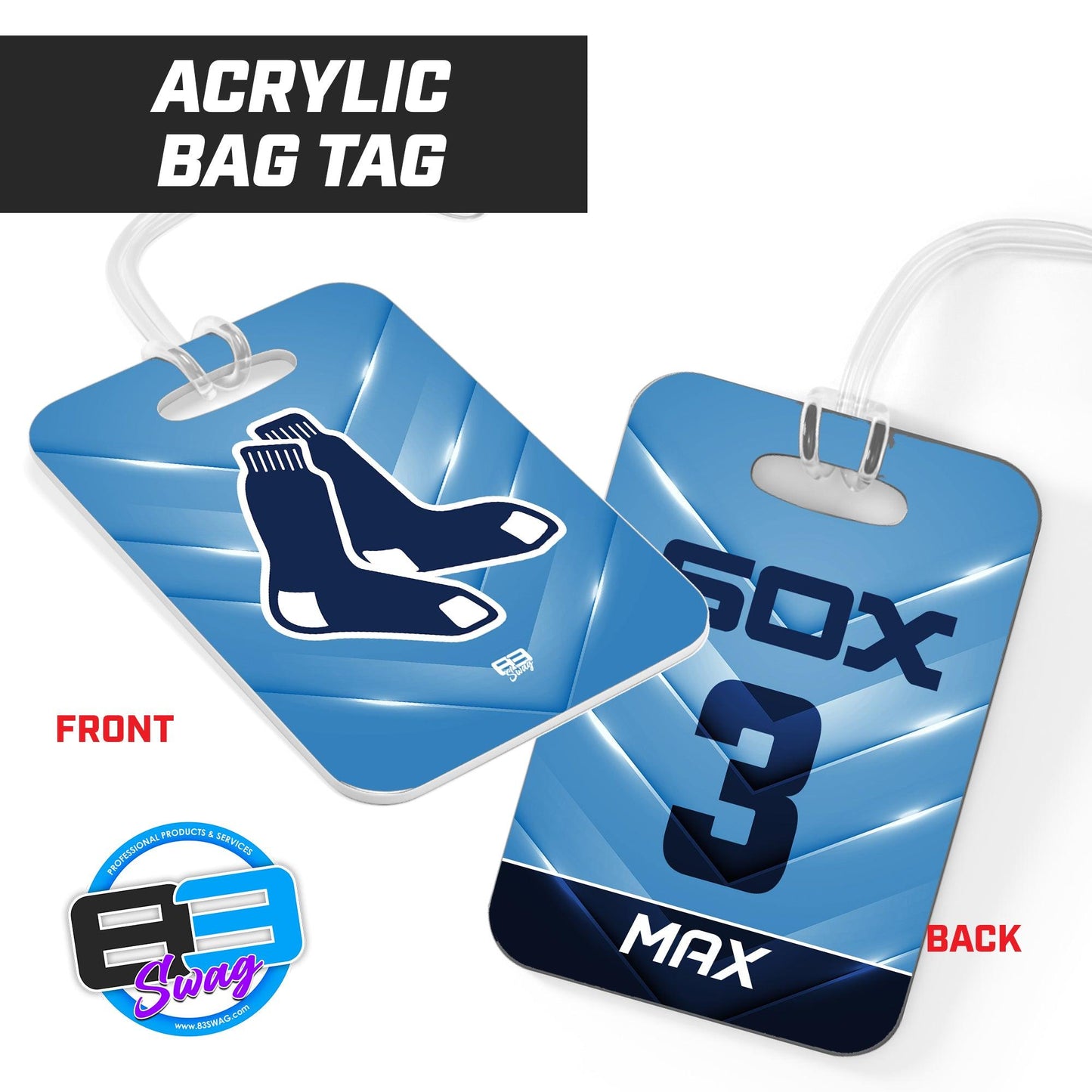 Blue Sox - Hard Acrylic Bag Tag - 83Swag