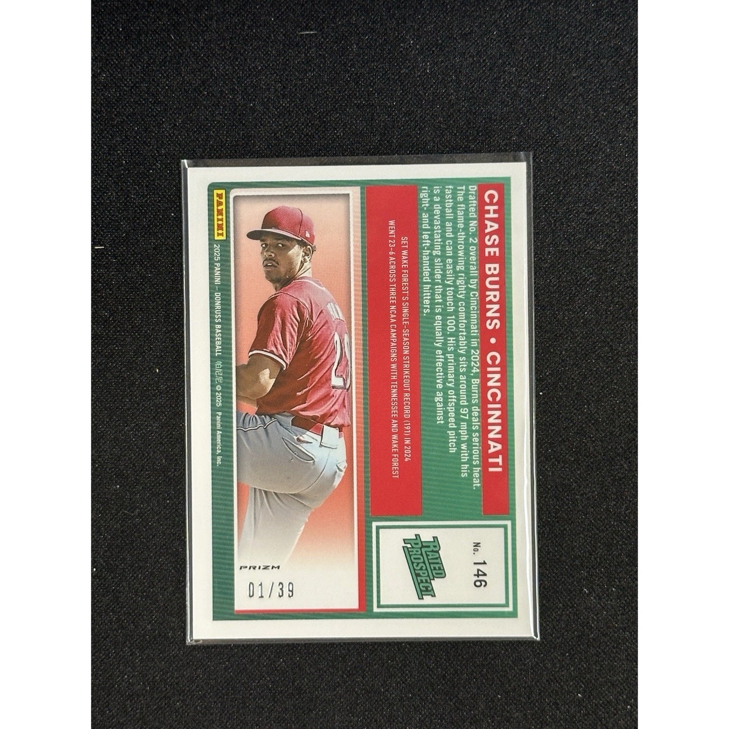 2025 Donruss Optic Chase Burns Black Lazer 01/39