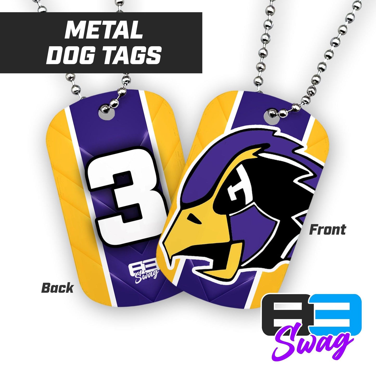 Chaska Hawks Baseball - Double Sided Dog Tags - Includes Chain - 83Swag
