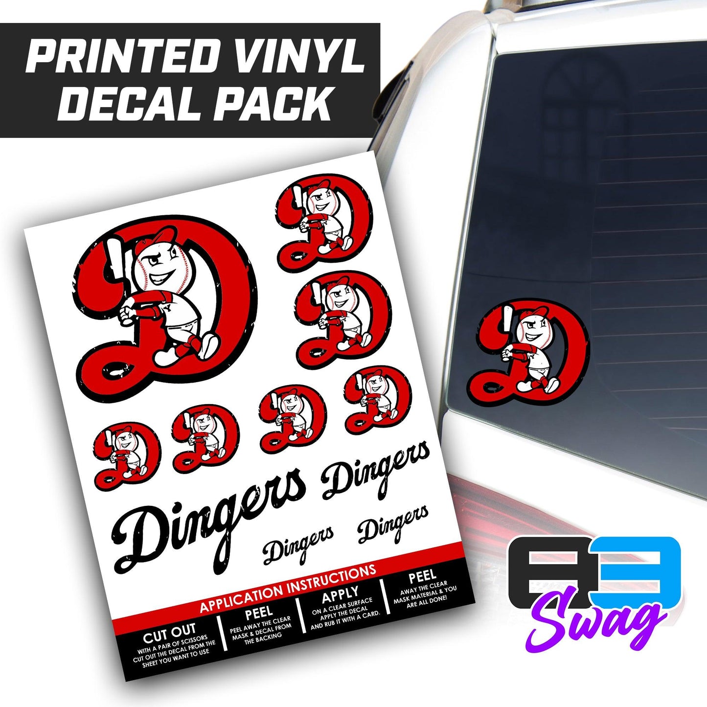 Dingers Baseball - Logo Decal Pack Sheet - 83Swag