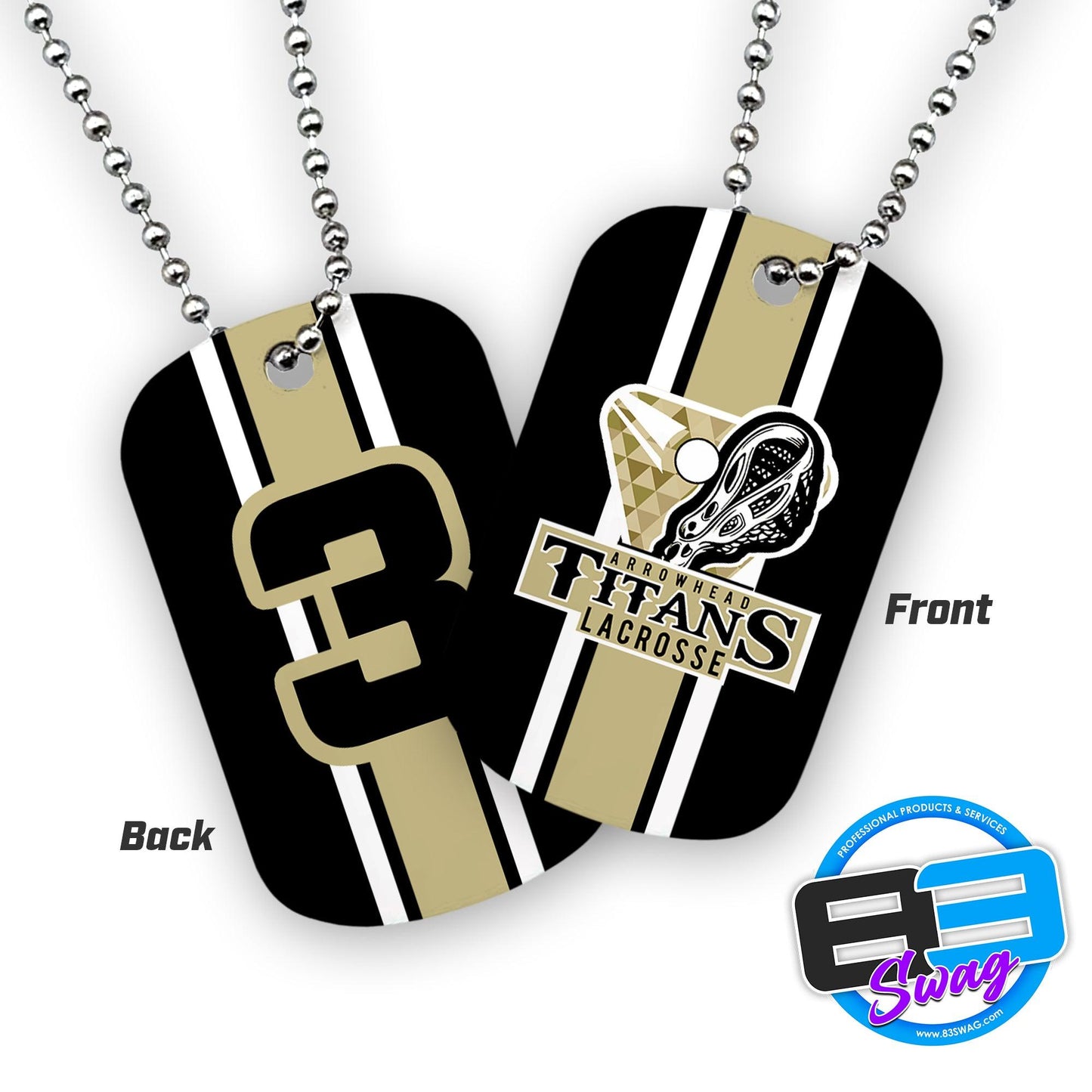 Double Sided Dog Tags - Includes Chain - Titans Lacrosse - 83Swag