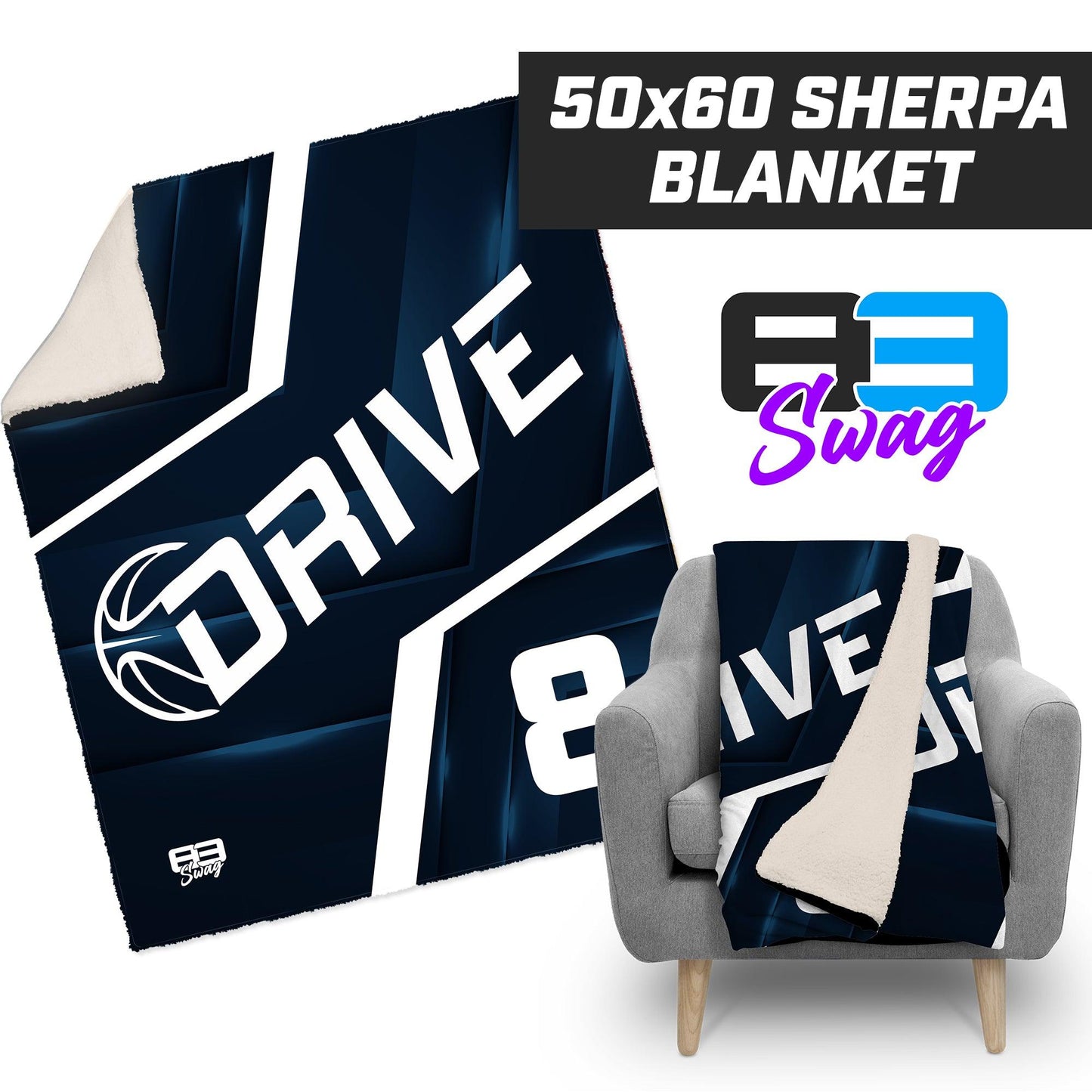 Drive Basketball - 50”x60” Plush Sherpa Blanket - 83Swag
