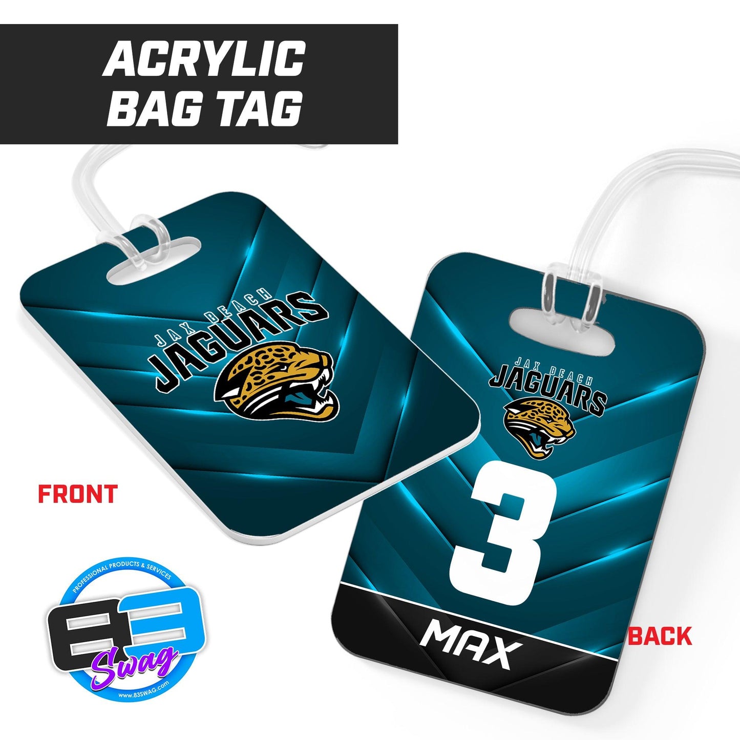 Hard Acrylic Bag Tag - Jax Beach Jaguars Football - 83Swag