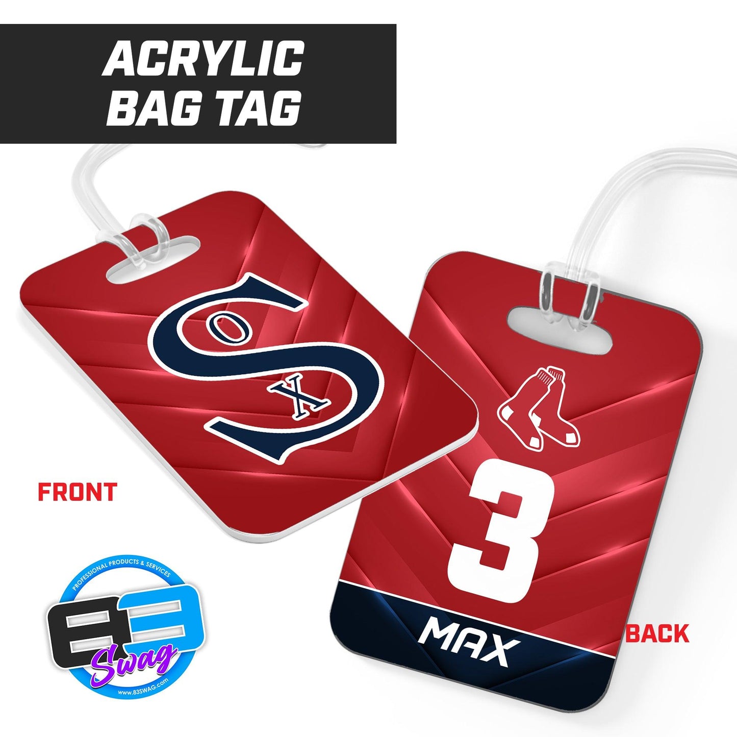 Hard Acrylic Bag Tag - Red Sox Baseball - Wichita - 83Swag