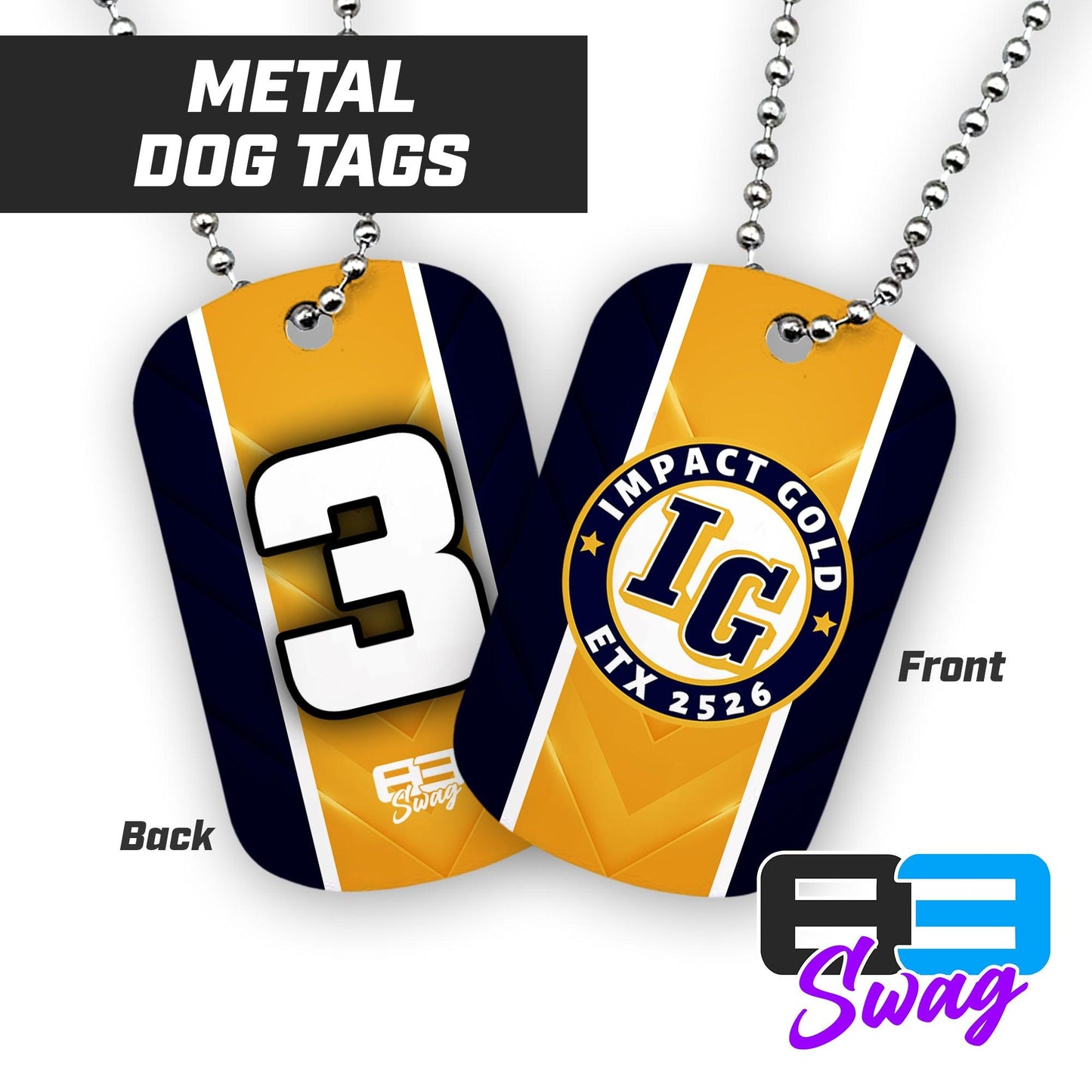 Impact Gold ETX 2526 - Double Sided Dog Tags - Includes Chain - 83Swag