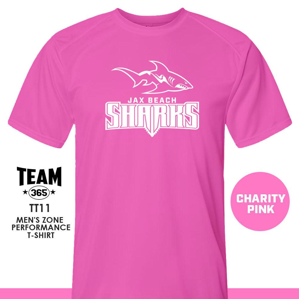 Jax Beach Sharks Football - CHARITY PINK - Crew - Performance T-Shirt - 83Swag