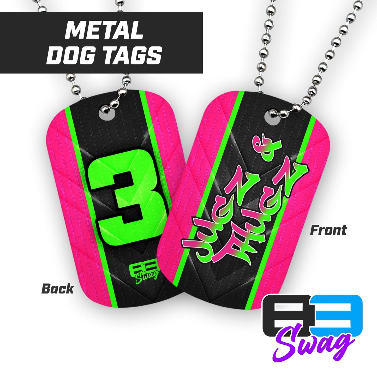 Jugz N Thugz CoEd Softball 2024 Edition - Double Sided Dog Tags - Includes Chain - 83Swag