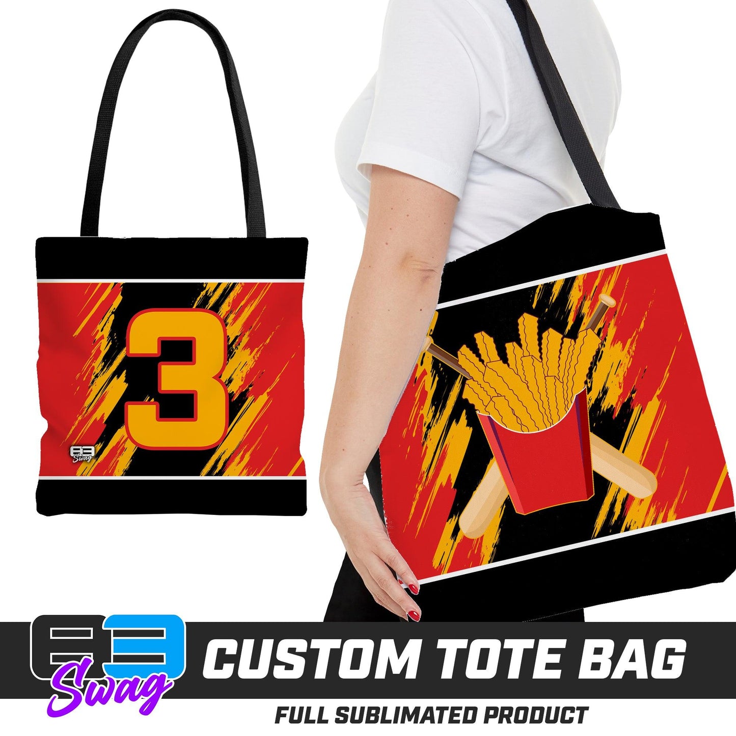 Large Tote Bag - Team Rally Fries Baseball - 83Swag