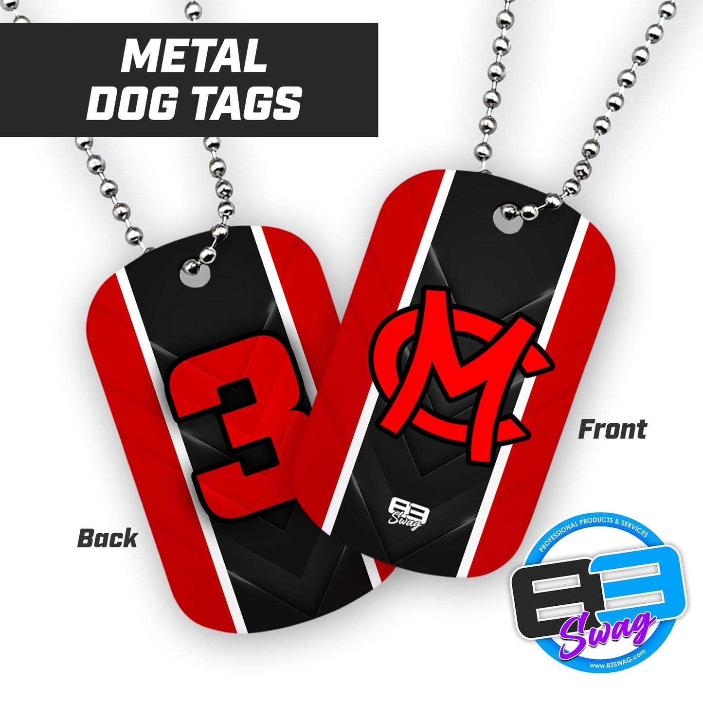 Mudcats Baseball - Double Sided Dog Tags - Includes Chain - 83Swag