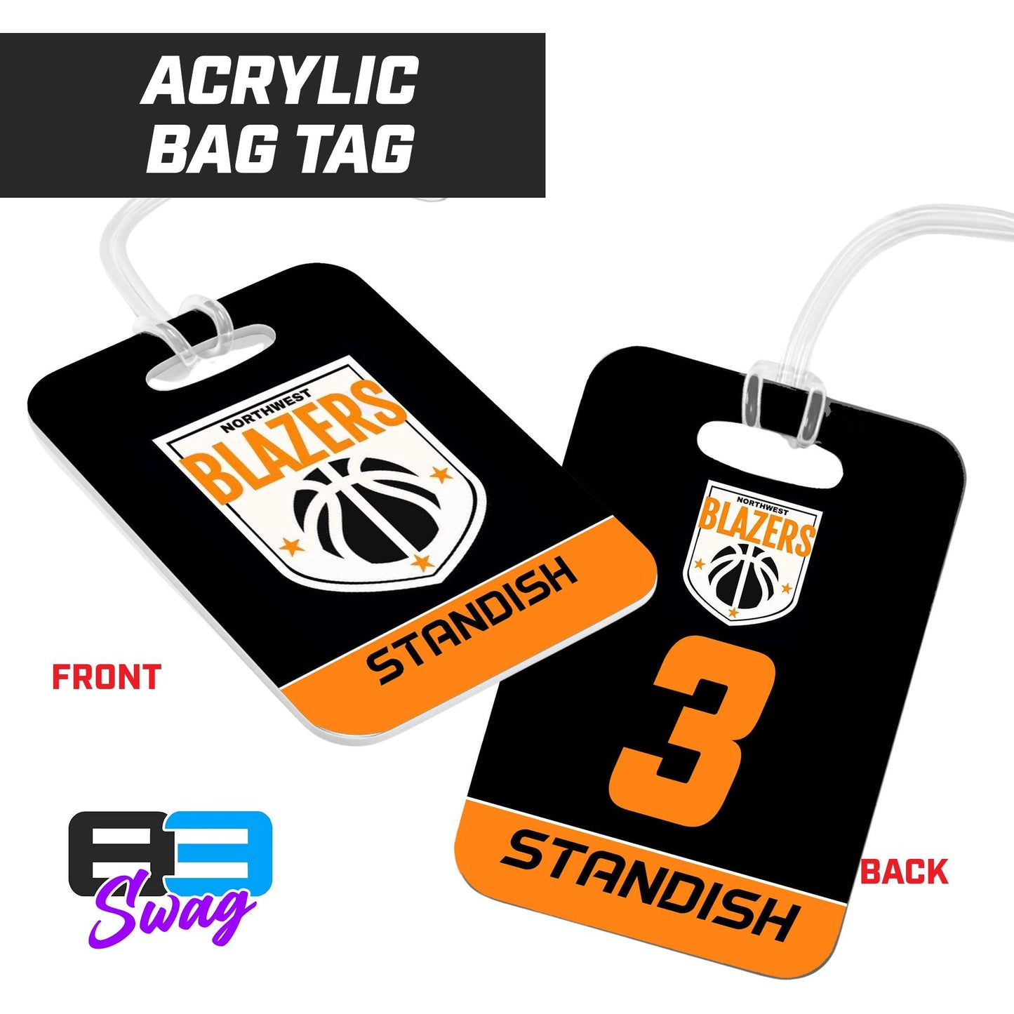 Northwest Blazers Basketball - Hard Acrylic Bag Tag - 83Swag