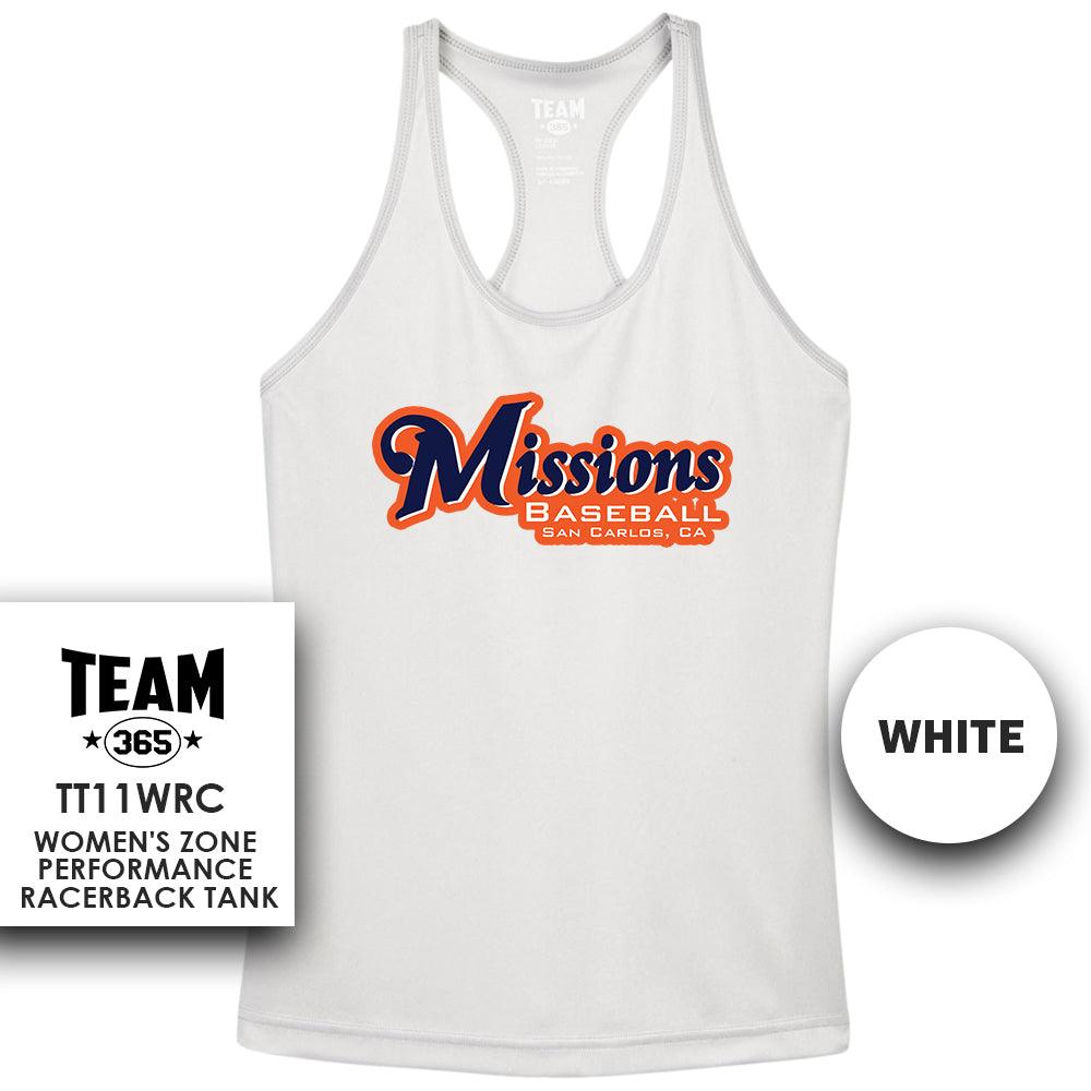 Performance Women’s Racerback T - MULTIPLE COLORS AVAILABLE - Missions Baseball - 83Swag