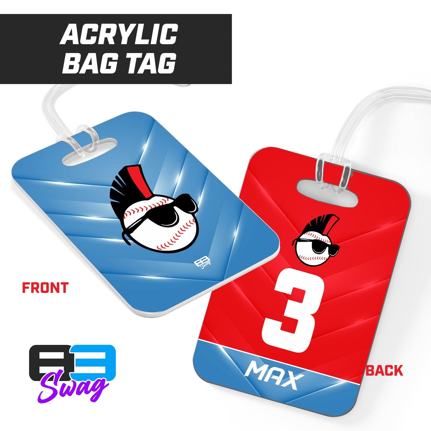Screwballs Baseball - Hard Acrylic Bag Tag - 83Swag