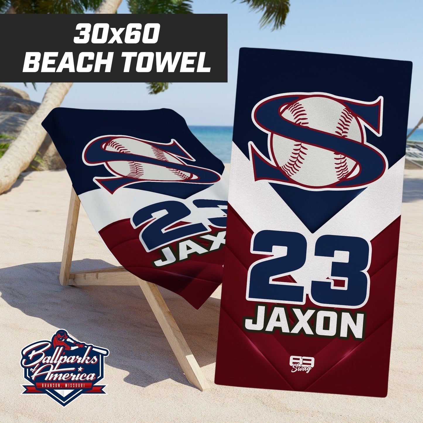 Showtime Baseball - 30"x60" Beach Towel - 83Swag