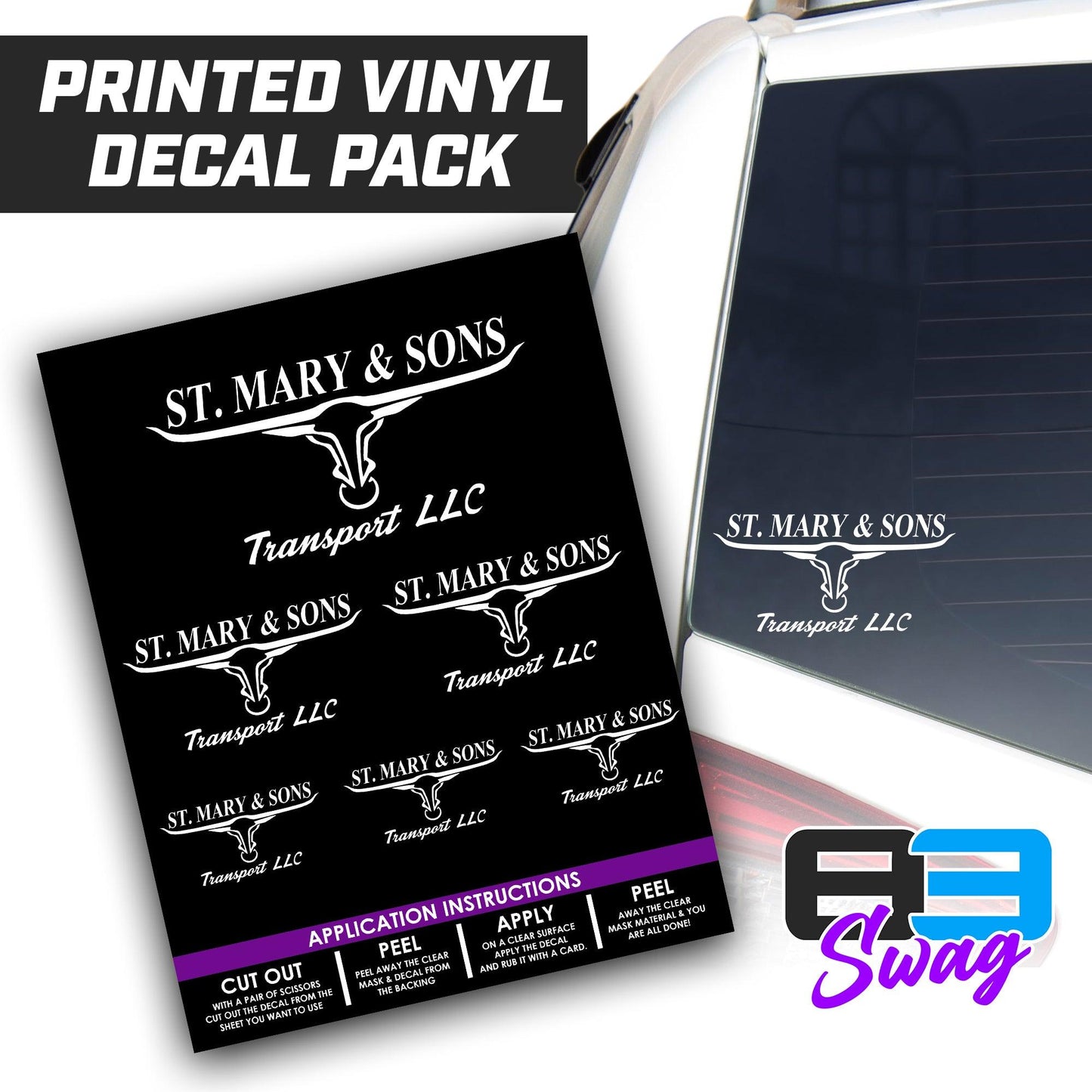 St. Mary & Sons Transport LLC Softball 2024 Edition - Logo Decal Pack Sheet - 83Swag