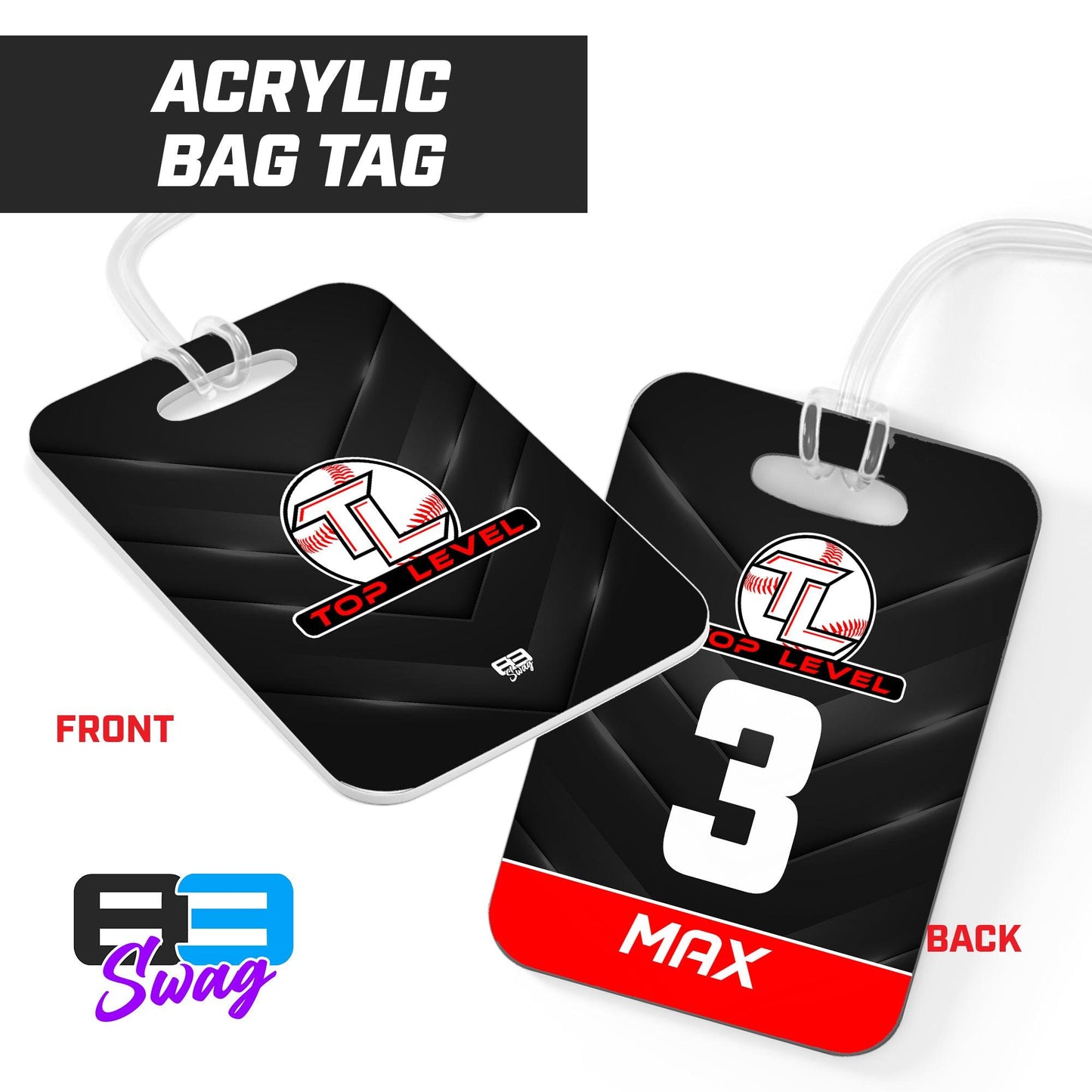 Top Level Baseball - Hard Acrylic Bag Tag - 83Swag