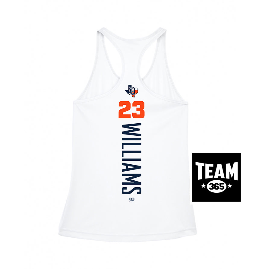 Team 365 TT11WRC Women's Zone Performance Racerback Tank - Dallas Tigers Baseball