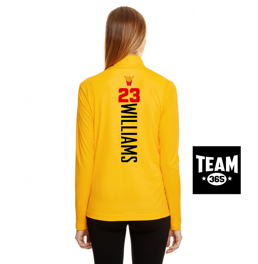 Team 365 TT31W Women's Zone Performance Quarter-Zip - Team Rally Fries Baseball