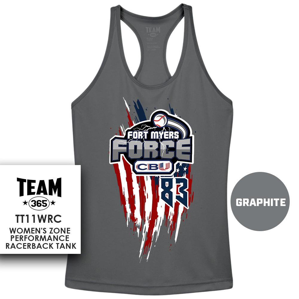 USA THEMED - Performance Women’s Racerback T - MULTIPLE COLORS AVAILABLE - CBU Fort Myers Force - 83Swag