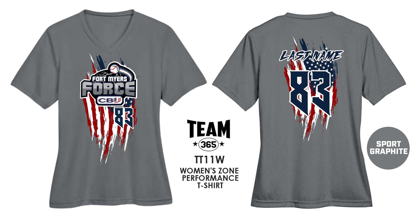 USA THEMED - WOMEN'S Performance T-Shirt - Front & Back Print - CBU Fort Myers Force - 83Swag