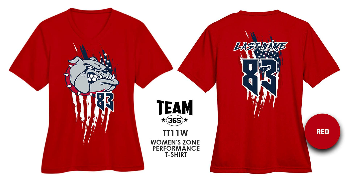 USA THEMED - WOMEN'S Performance T-Shirt - Front & Back Print - Maumelle Bulldogs Baseball - 83Swag