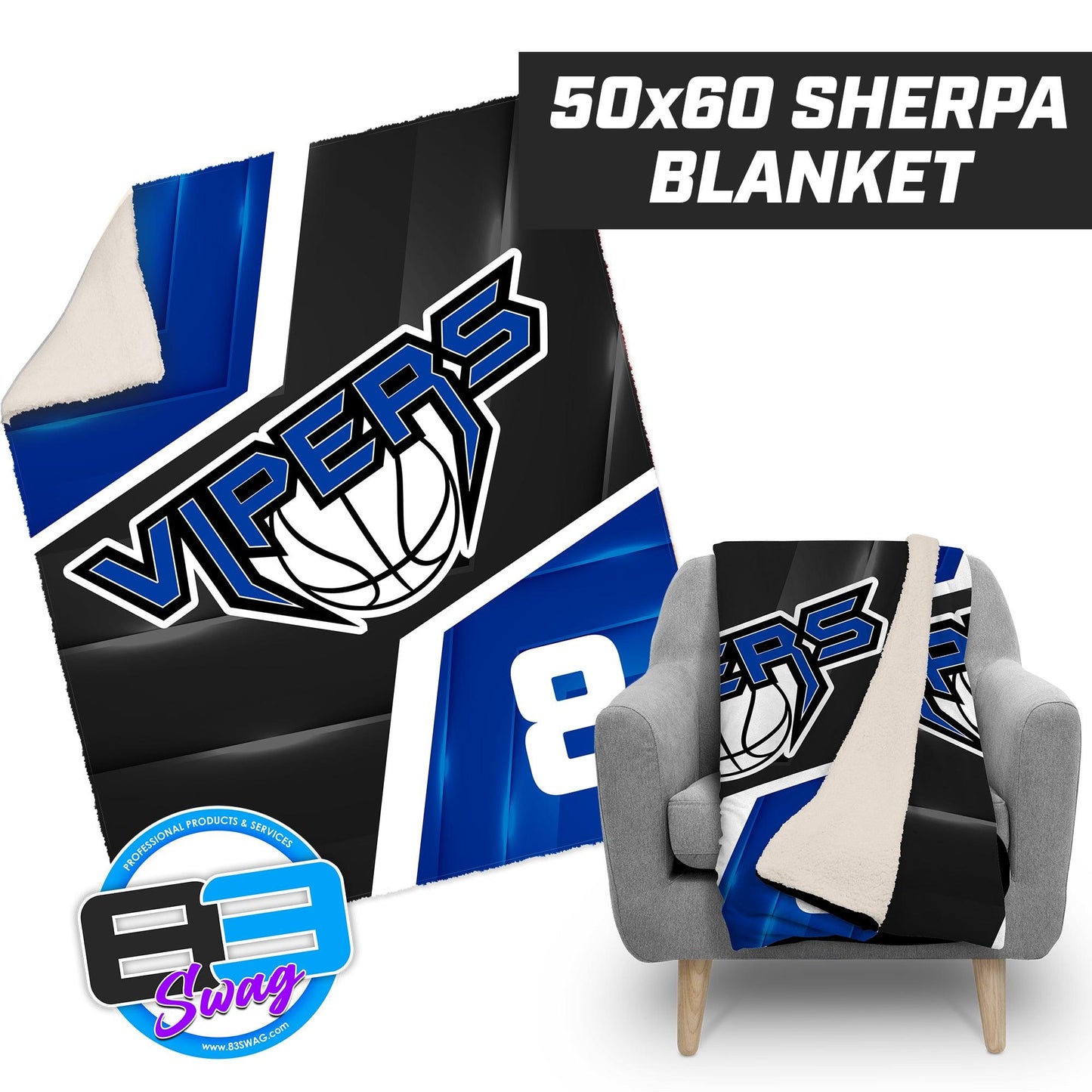 VIPERS Basketball - 50”x60” Plush Sherpa Blanket - 83Swag