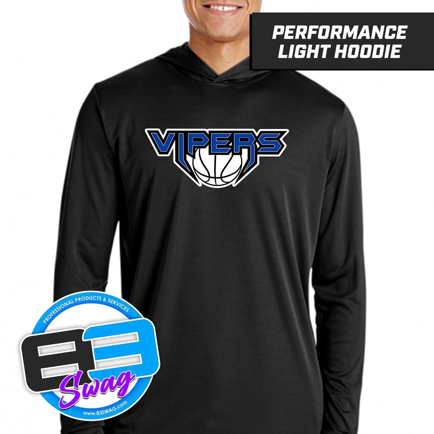 VIPERS Basketball - Black - Lightweight Performance Hoodie - 83Swag