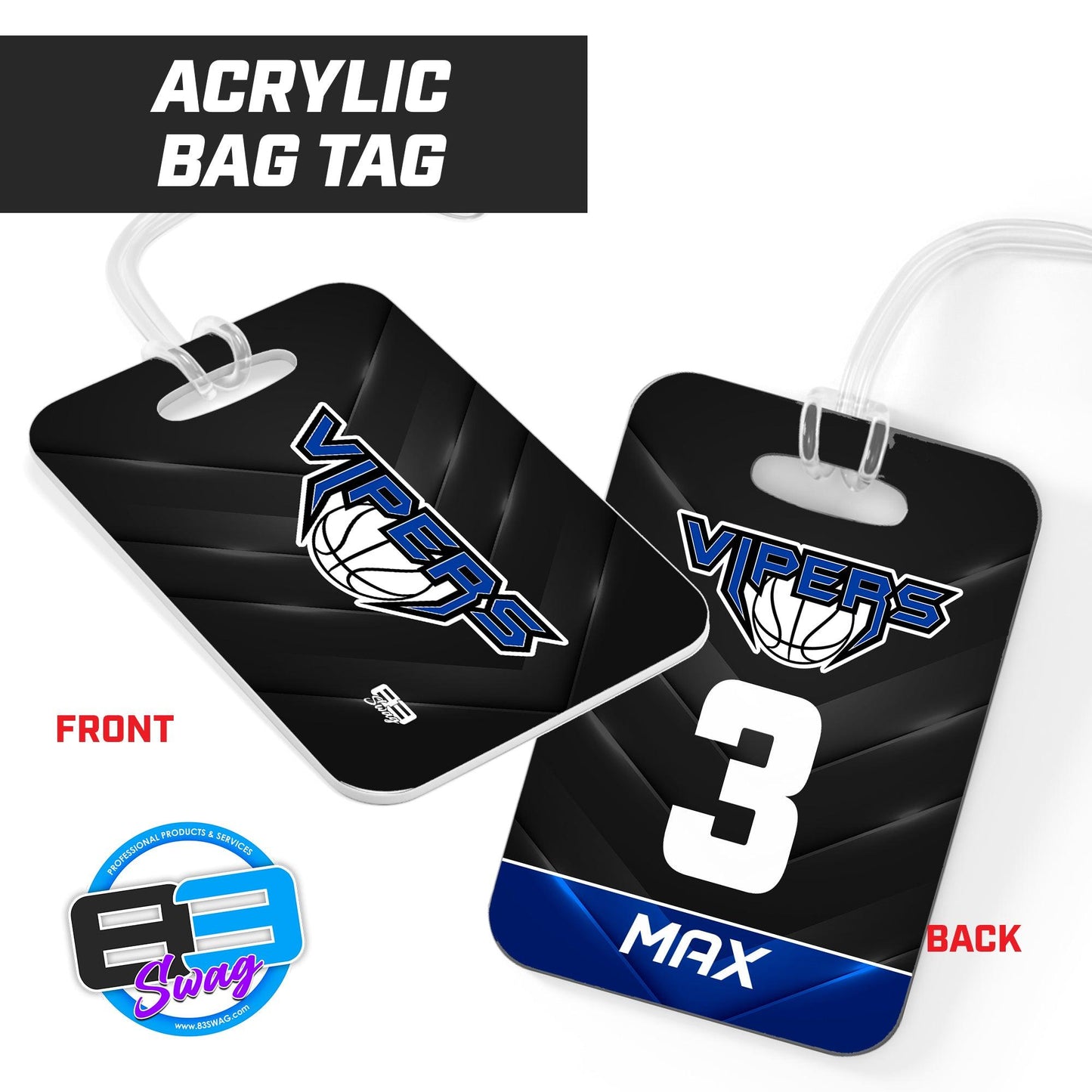 VIPERS Basketball - Hard Acrylic Bag Tag - 83Swag