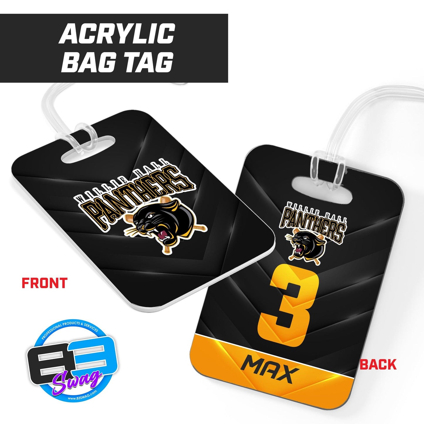 Willie Hall Panthers Baseball - Hard Acrylic Bag Tag - 83Swag
