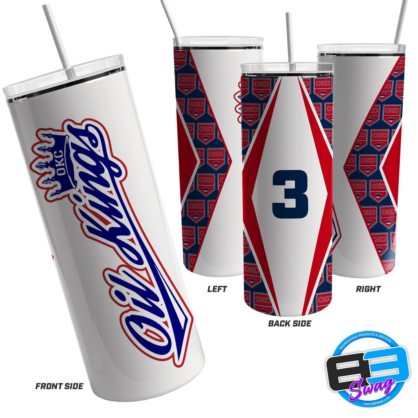 20oz & 30oz Skinny Tumbler - Oklahoma City Oil Kings - 83Swag