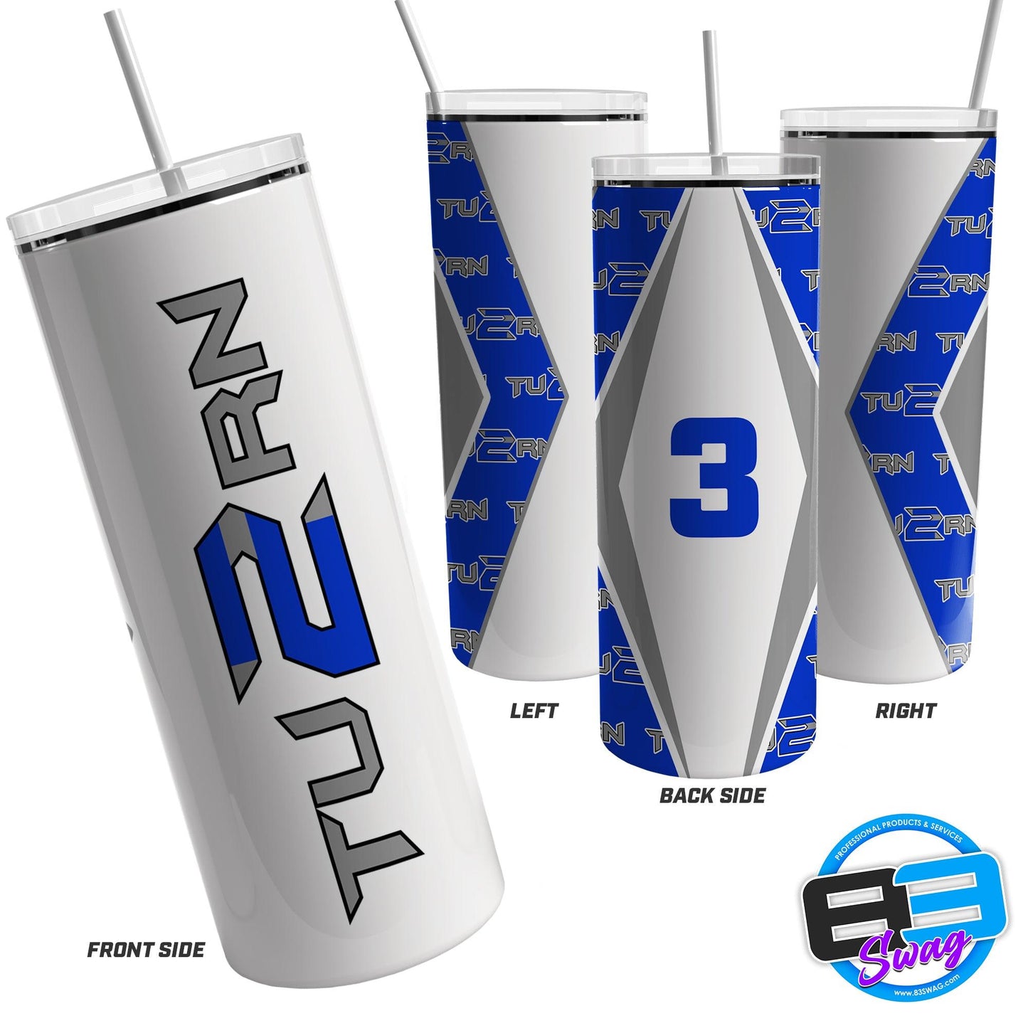 20oz & 30oz Skinny Tumbler - Turn 2 Softball - 83Swag