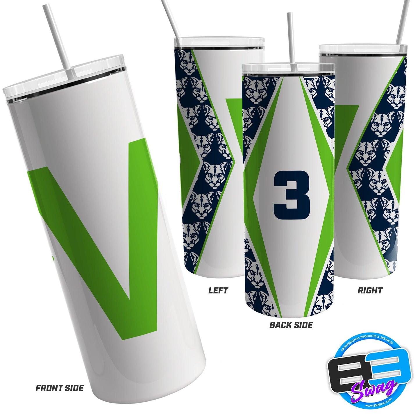 20oz & 30oz Skinny Tumbler - Vaux Cougars - 83Swag