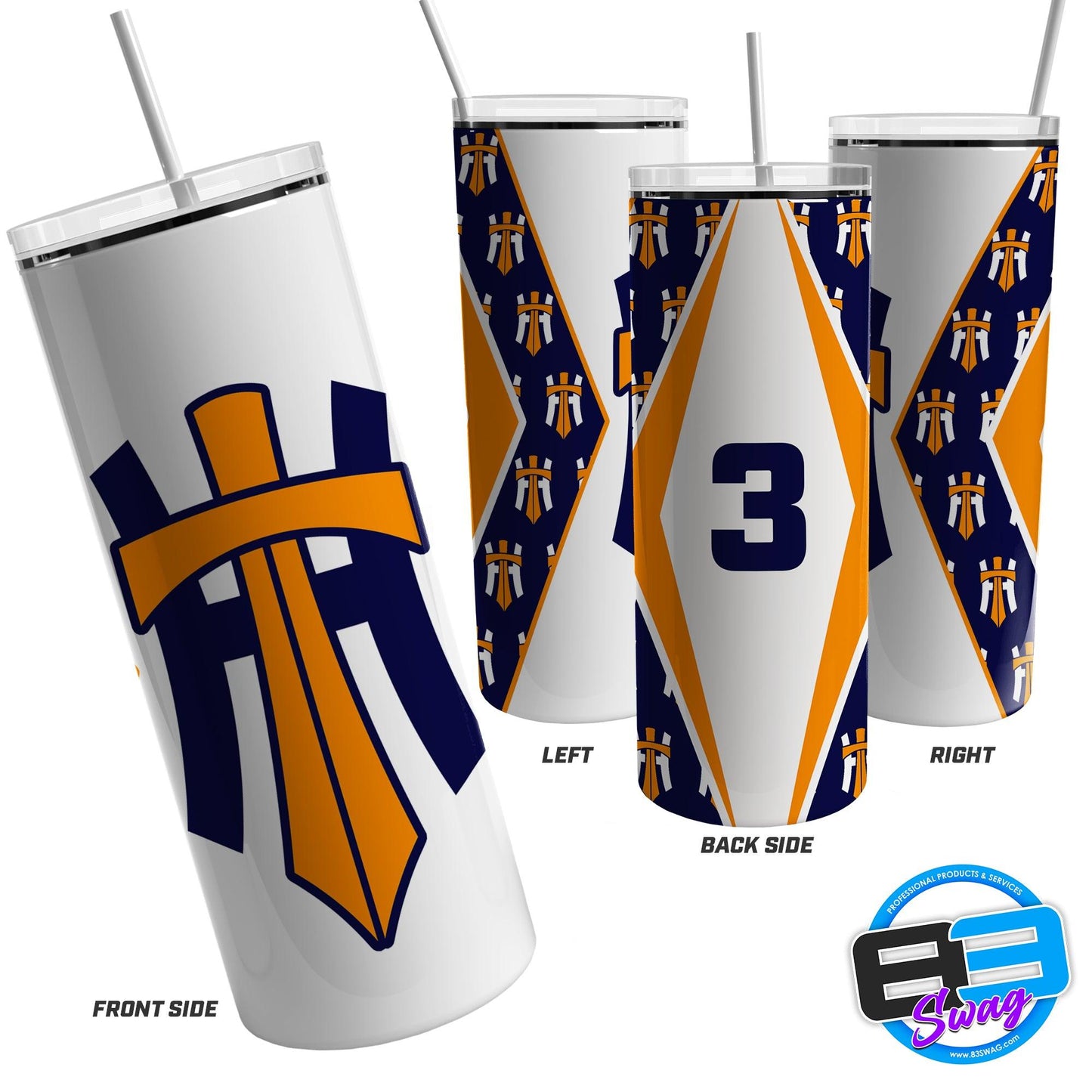 20oz Skinny Tumbler - Humble Titans - White - 83Swag