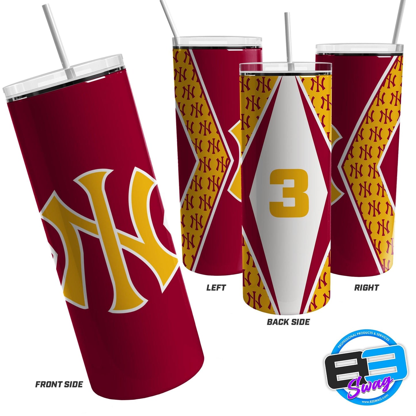 20oz Skinny Tumbler - Indiana Nitro - Red - 83Swag