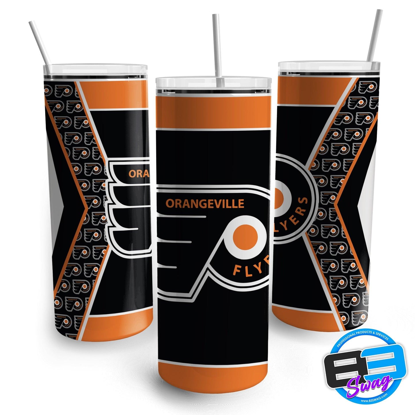 20oz Skinny Tumbler - Orangeville Flyers Black - 83Swag