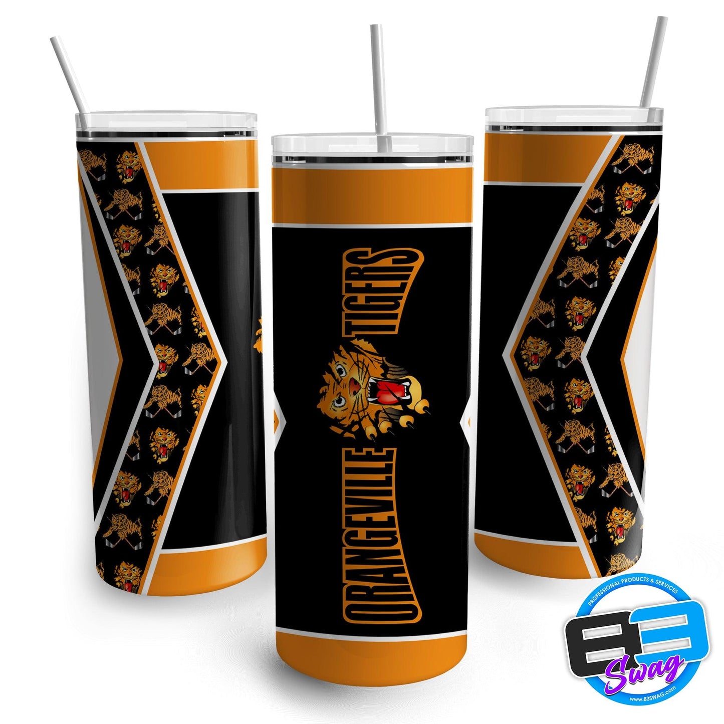 20oz Skinny Tumbler - Orangeville Tigers Black - 83Swag