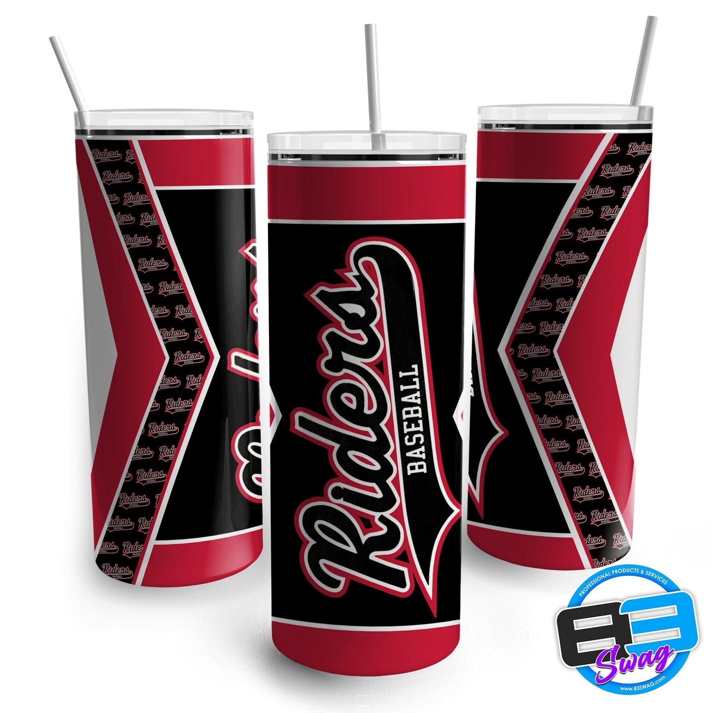 20oz Skinny Tumbler - Riders Baseball BLACK - 83Swag