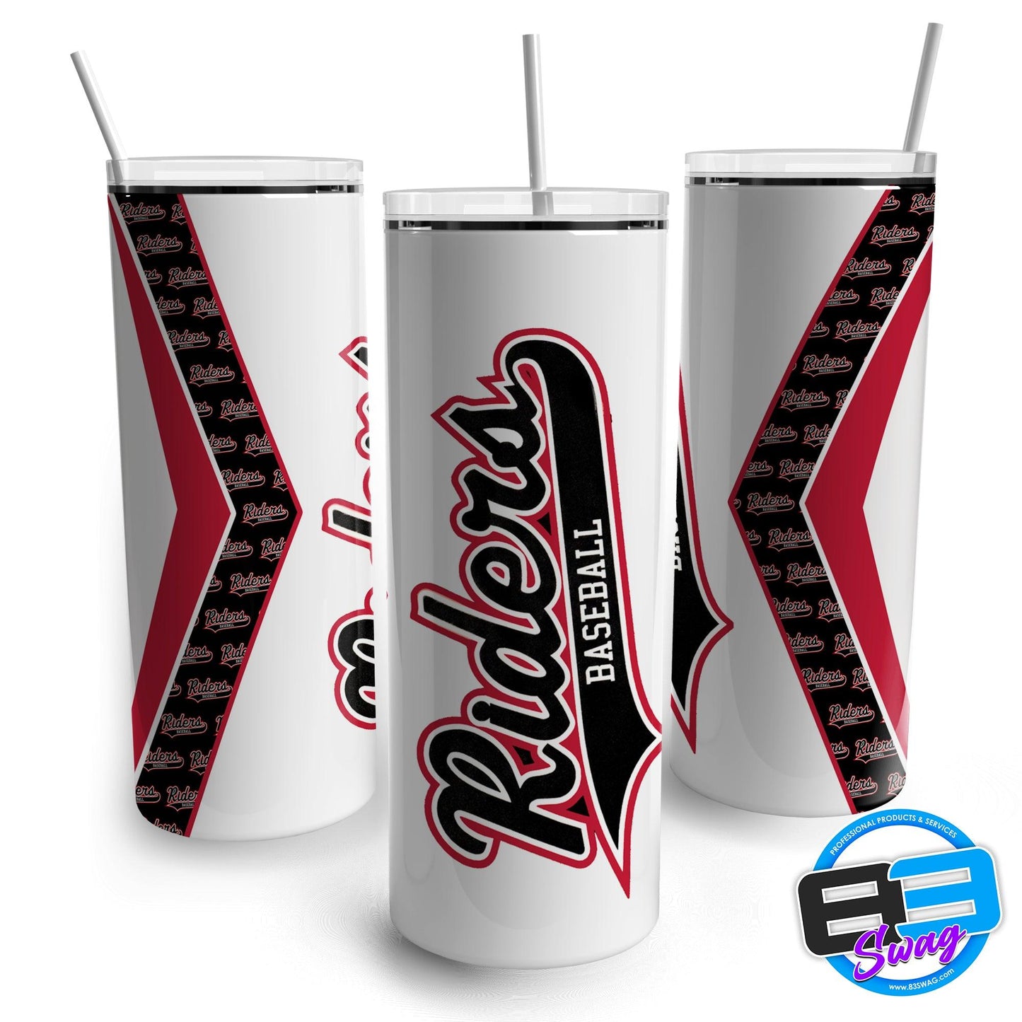 20oz Skinny Tumbler - Riders Baseball WHITE - 83Swag