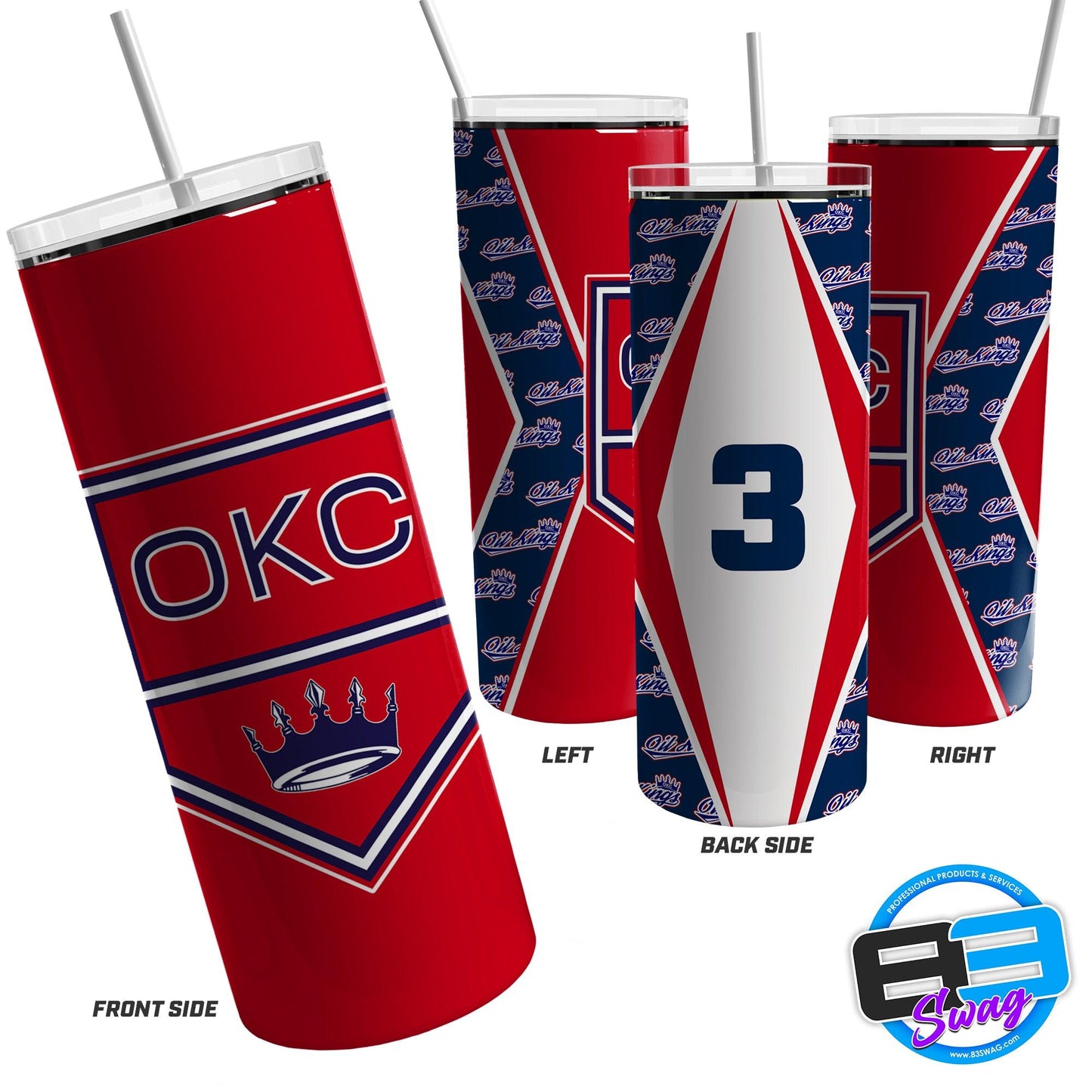 20oz & 30oz Skinny Tumbler - Oklahoma City Oil Kings - 83Swag