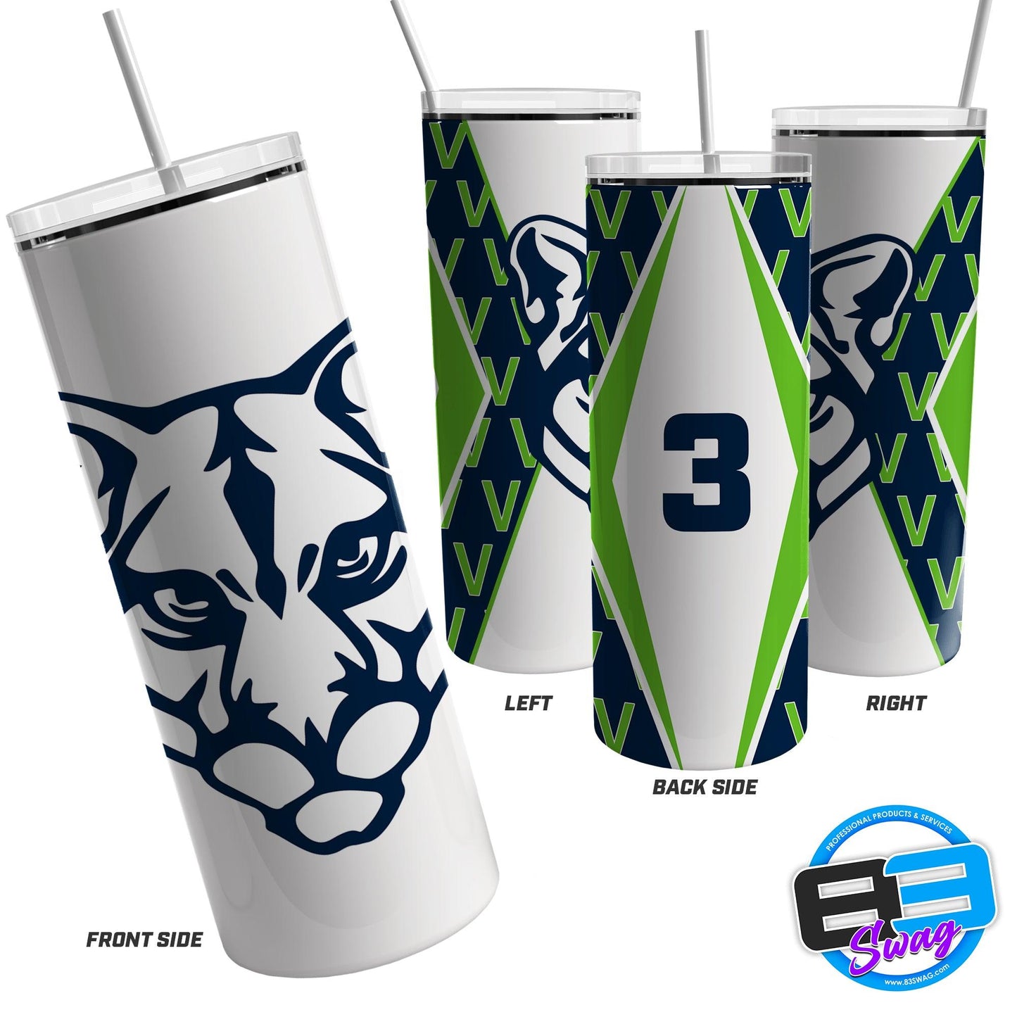 20oz & 30oz Skinny Tumbler - Vaux Cougars - 83Swag