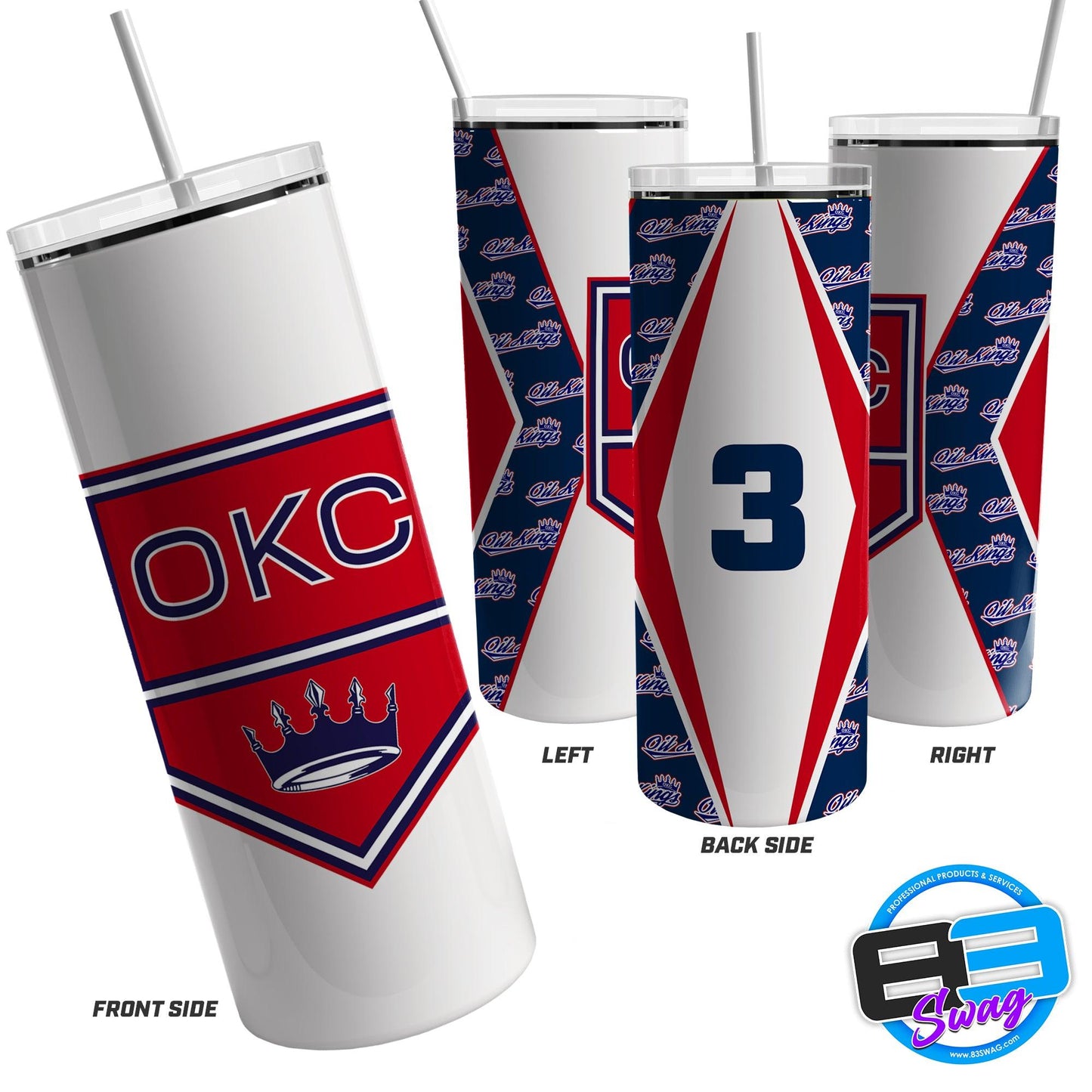 20oz & 30oz Skinny Tumbler - Oklahoma City Oil Kings - 83Swag