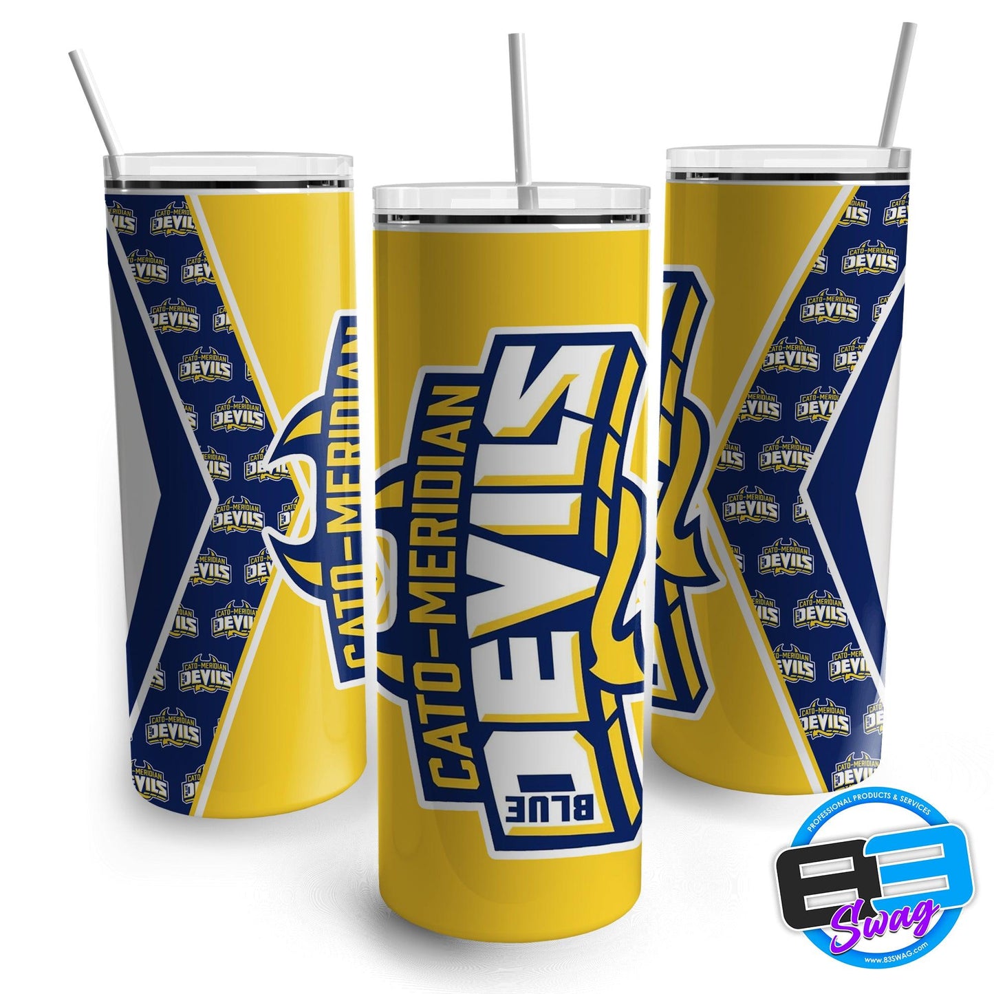 Skinny Tumbler - Cato-Meridian Blue Devils - Yellow - 83Swag