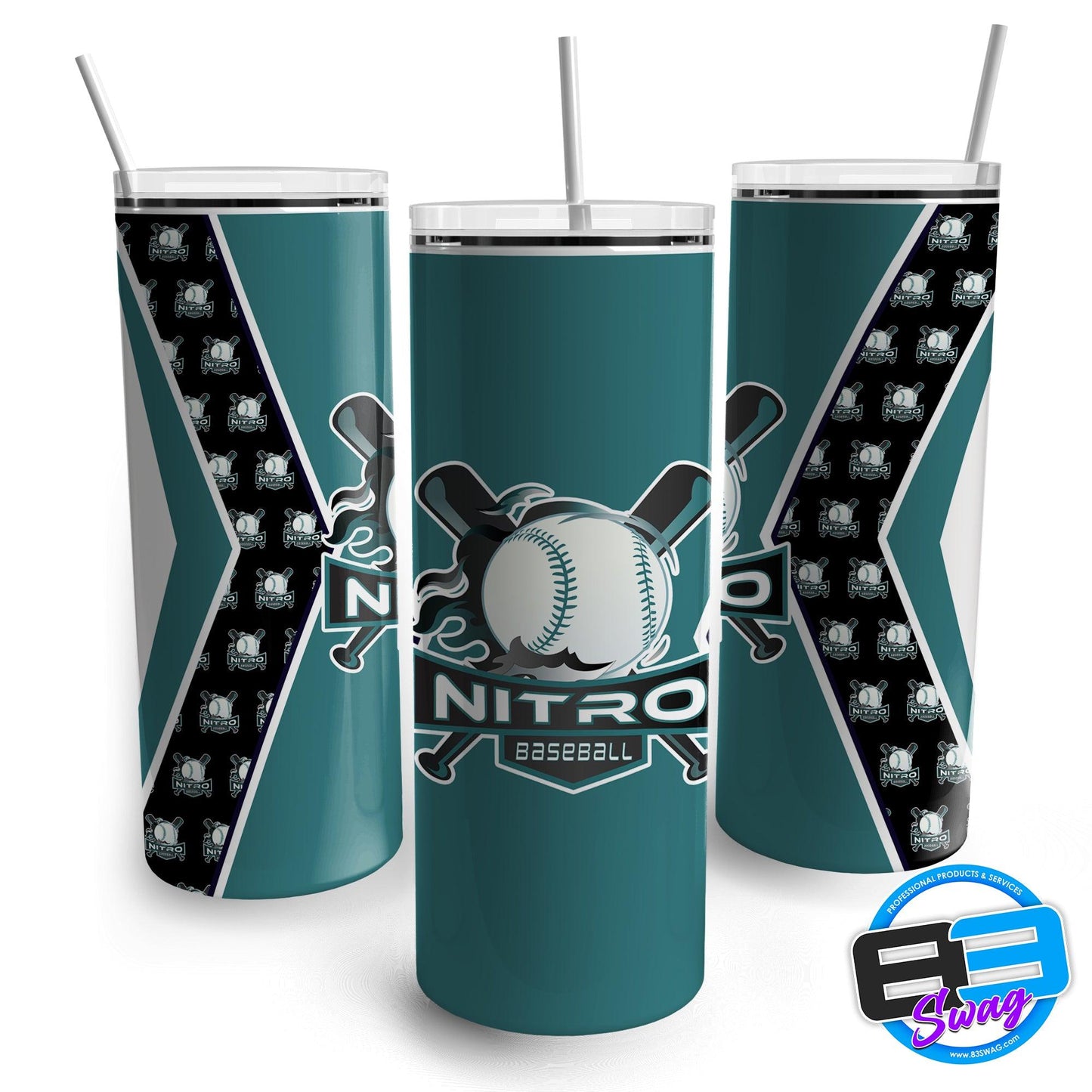 Skinny Tumbler - East TN Nitro Baseball - Teal - 83Swag