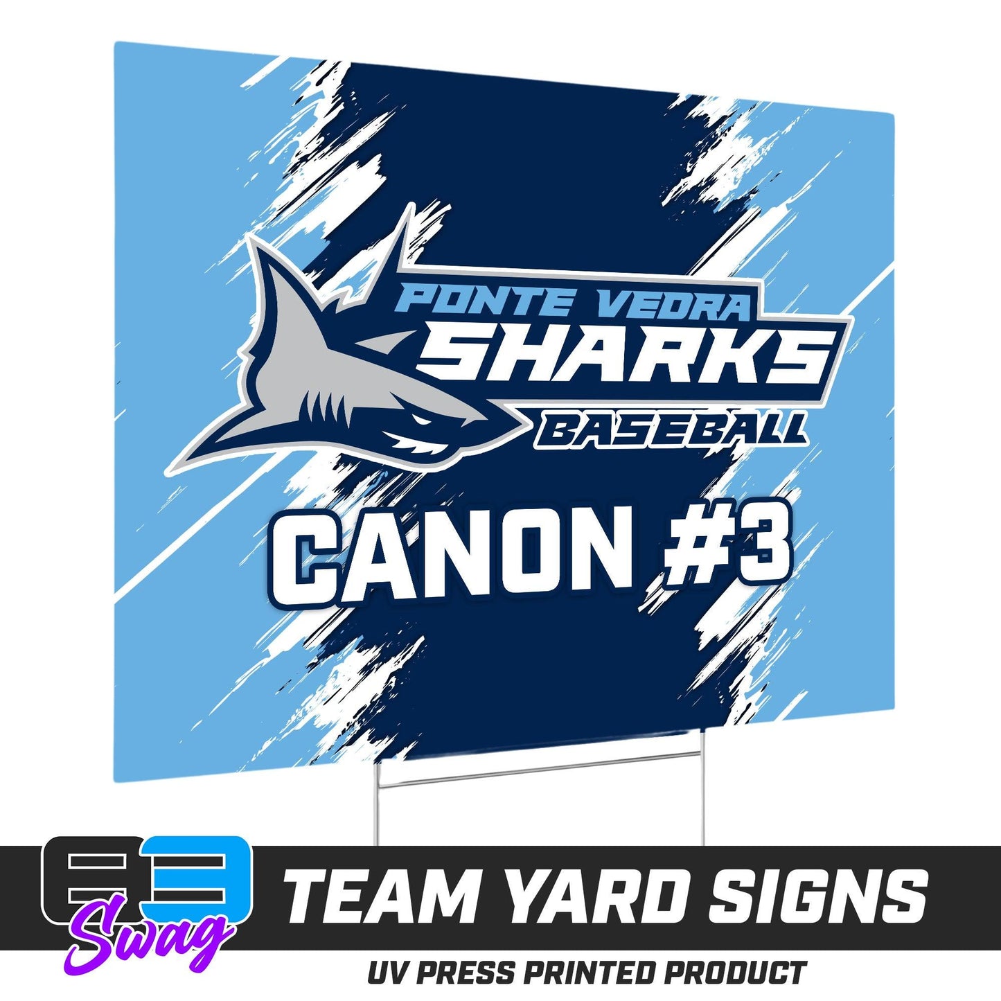 (12 Pack) - 18"x24" Yard Signs w/Stakes - Ponte Vedra Sharks Baseball - 83Swag