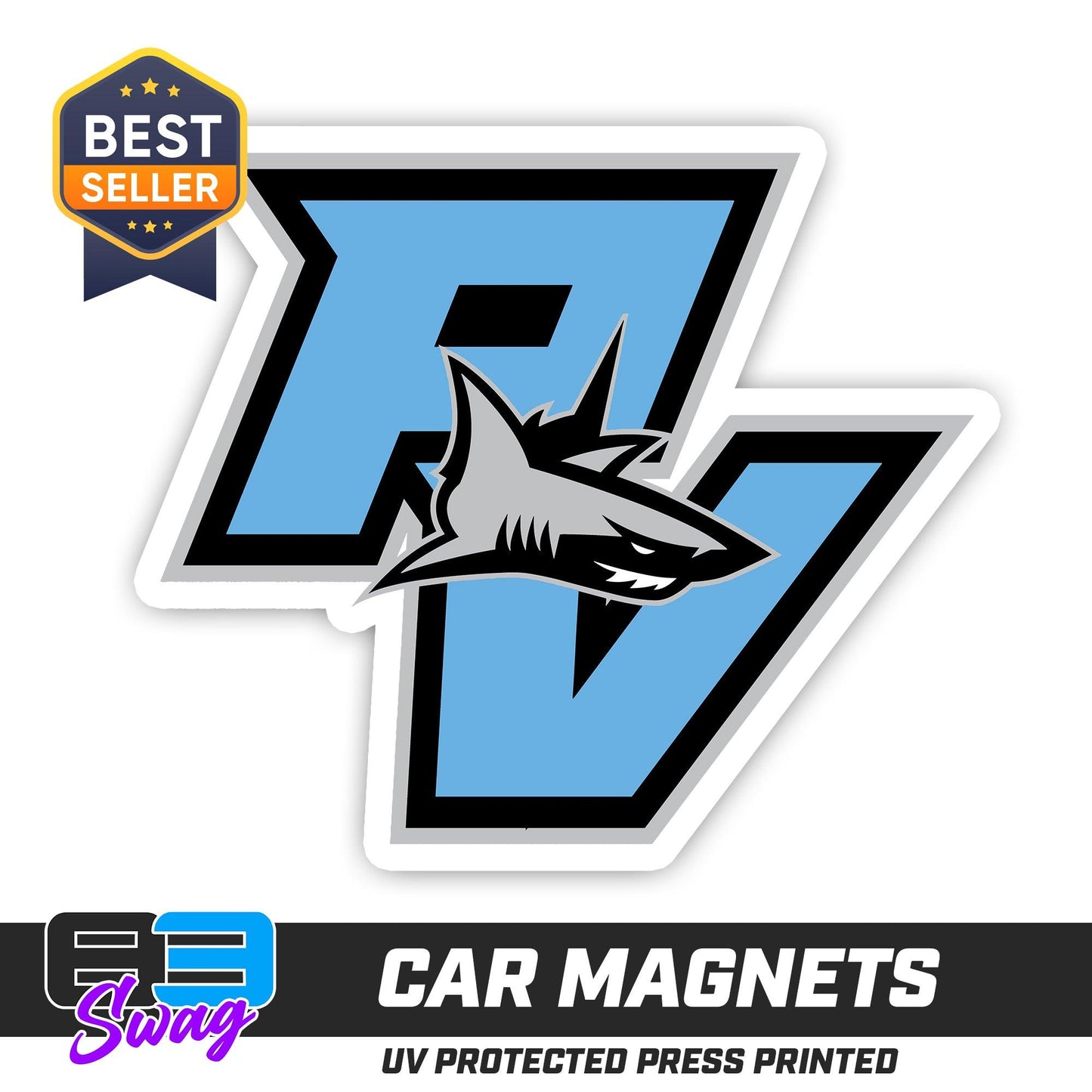 (12 Pack) Logo 4" Magnets (12 Pack) - Ponte Vedra Sharks Baseball v2 - 83Swag