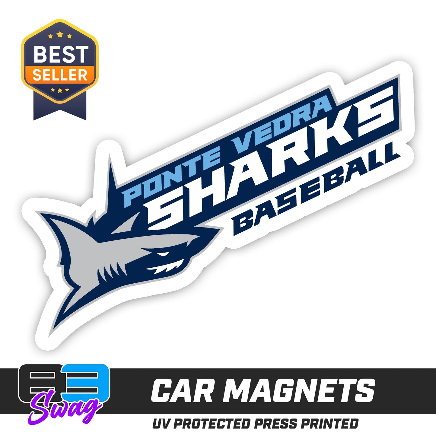 (12 Pack) Logo 4" Magnets - Ponte Vedra Sharks Baseball - 83Swag