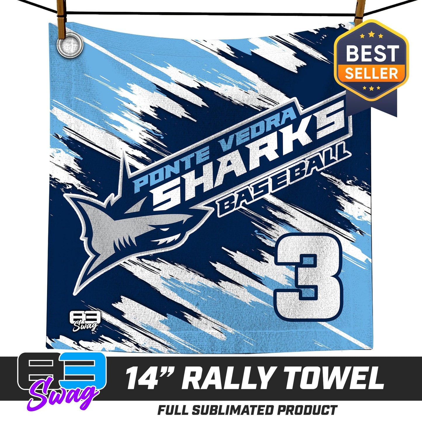 14"x14" Rally Towel - Ponte Vedra Sharks Baseball - 83Swag