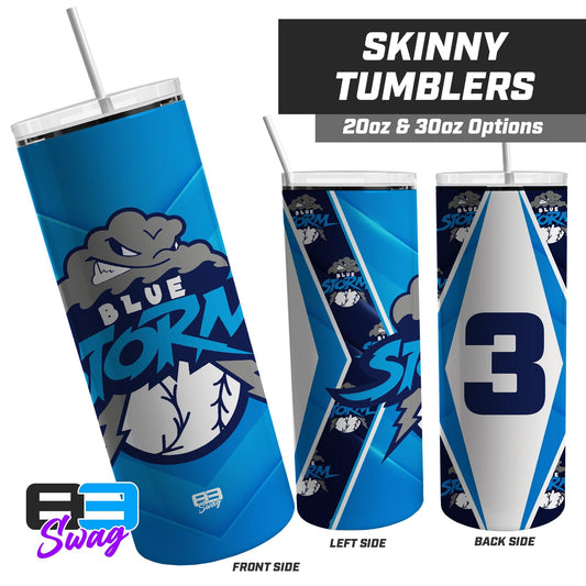20oz & 30oz Skinny Tumbler - Blue Storm Baseball - 83Swag